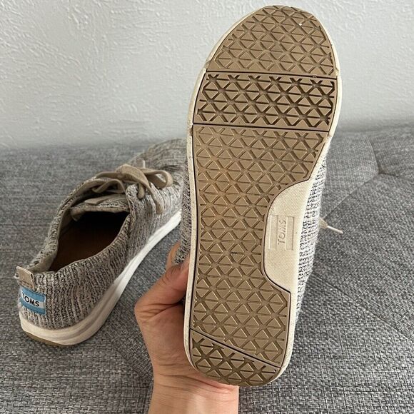 TOMS Womens classic lace up canvas shoes light grey texture knit sneakers size 8 - Picture 7 of 10